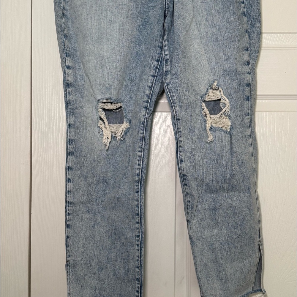 Old Navy Light Blue Distressed Straight Leg Pants